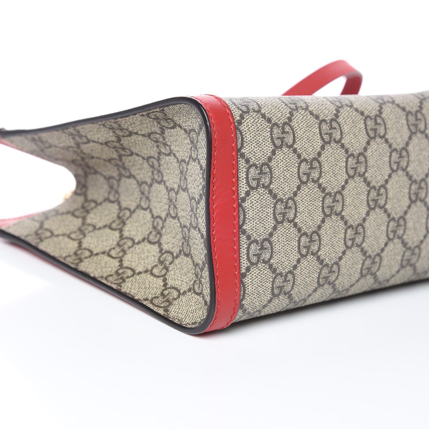Gucci GG Supreme Monogram Small Padlock Tote Beige Hibiscus Red 8 of 9