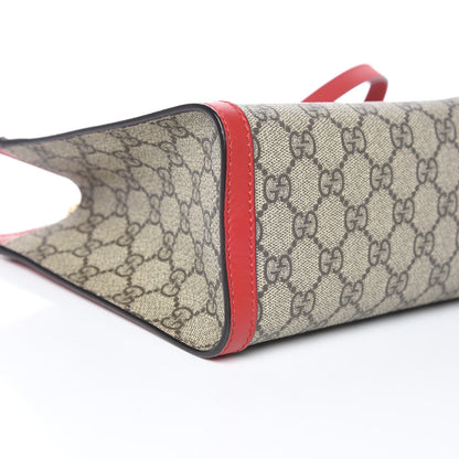 Gucci GG Supreme Monogram Small Padlock Tote Beige Hibiscus Red 8 of 9