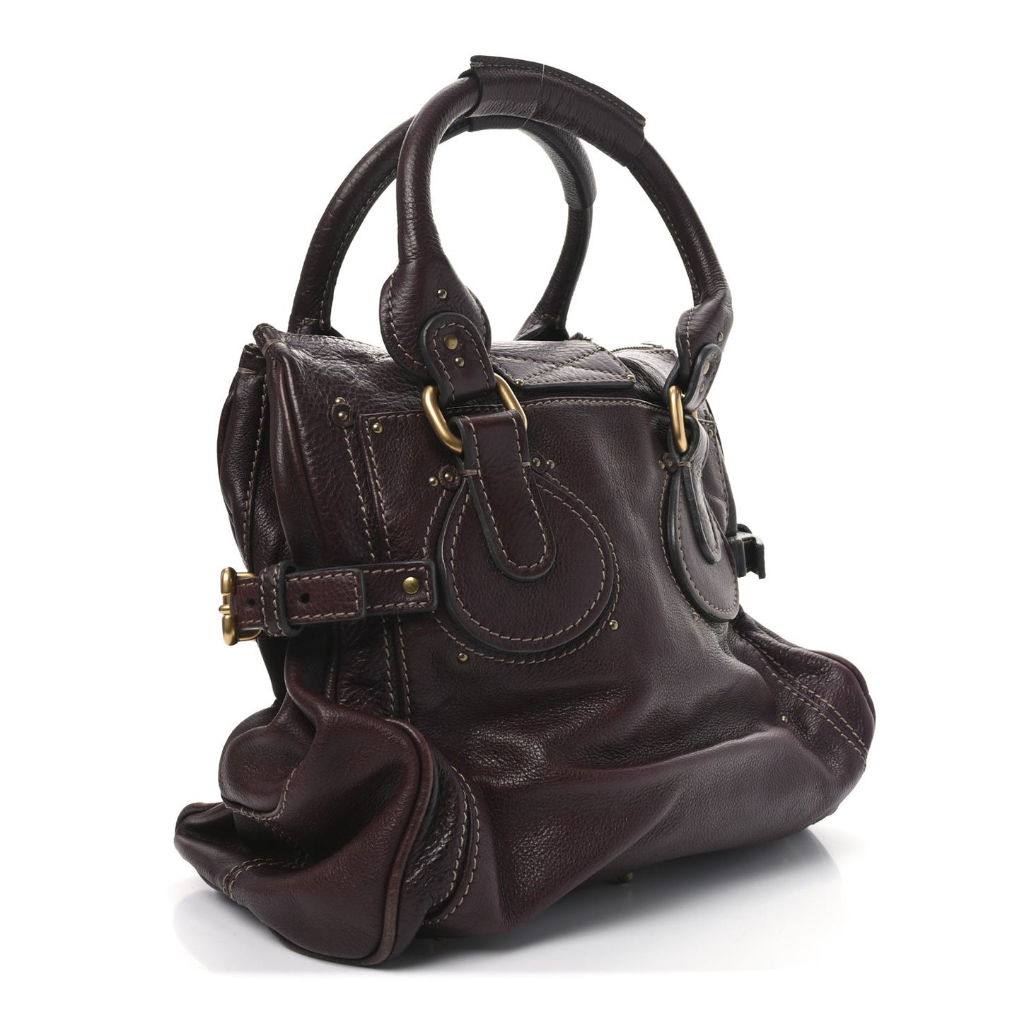 Grained Calfskin Paddington Tote Burgundy
