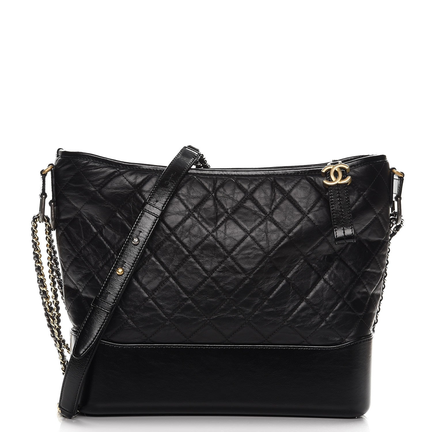 Chanel Aged Calfskin Quilted Large Gabrielle Hobo Black 1 of 8