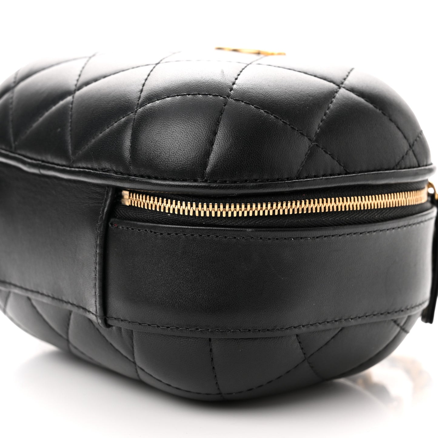 Lambskin Quilted Small CC Bubble Vanity Case Black
