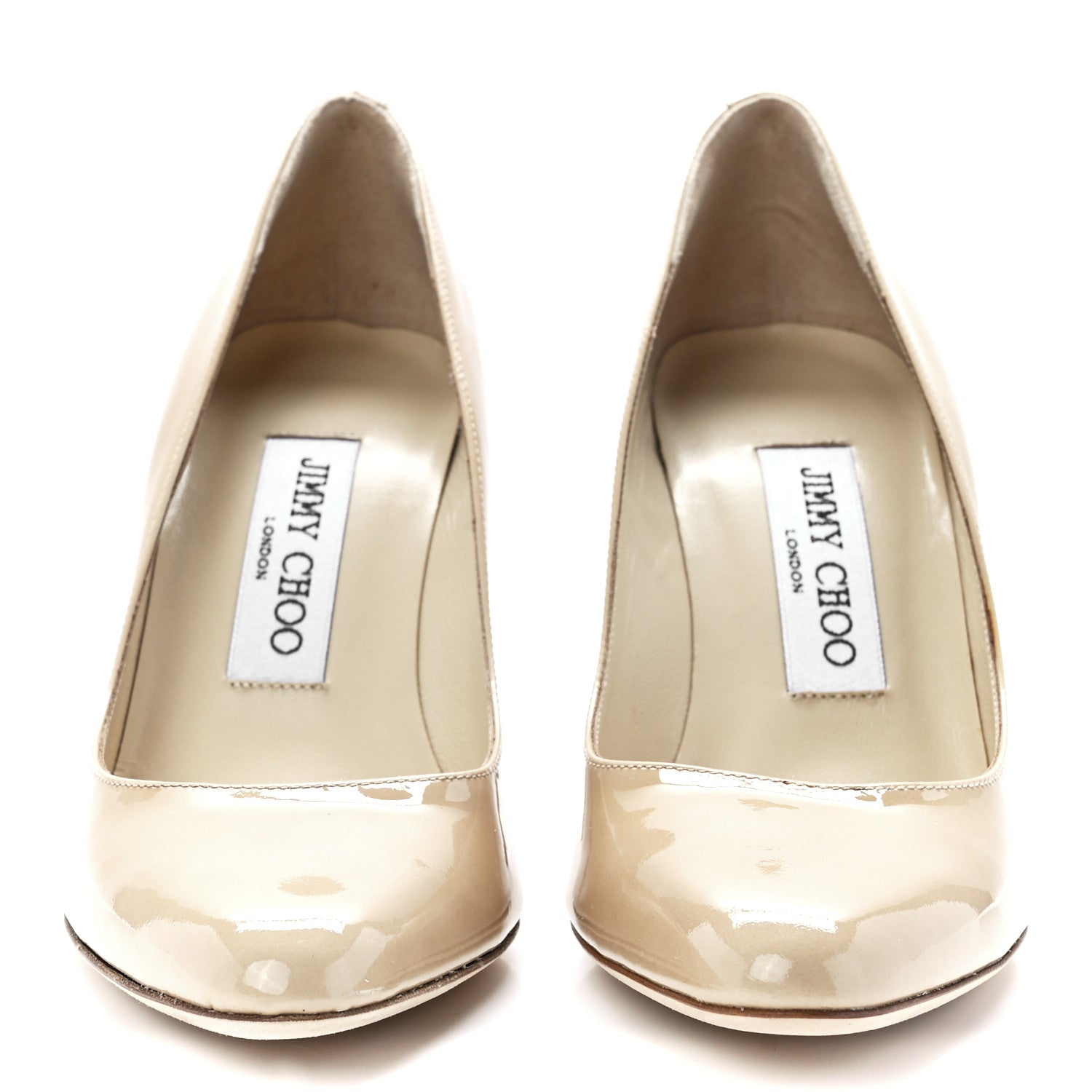 Jimmy Choo Patent Gilbert Round Toe Pumps 36 Nude 2 of 8