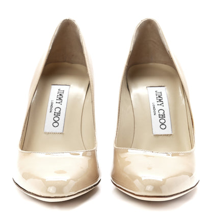 Jimmy Choo Patent Gilbert Round Toe Pumps 36 Nude 2 of 8