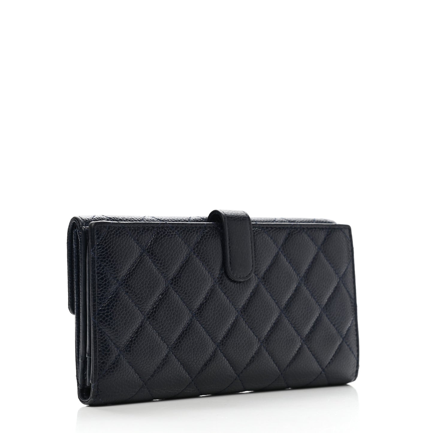 Caviar Quilted CC Long Double Wallet Navy