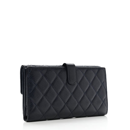 Chanel Caviar Quilted CC Long Double Wallet Navy 3 of 12