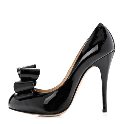 Valentino Garavani Patent Bow Hidden Platform High Heel Pumps 38.5 Black 1 of 11