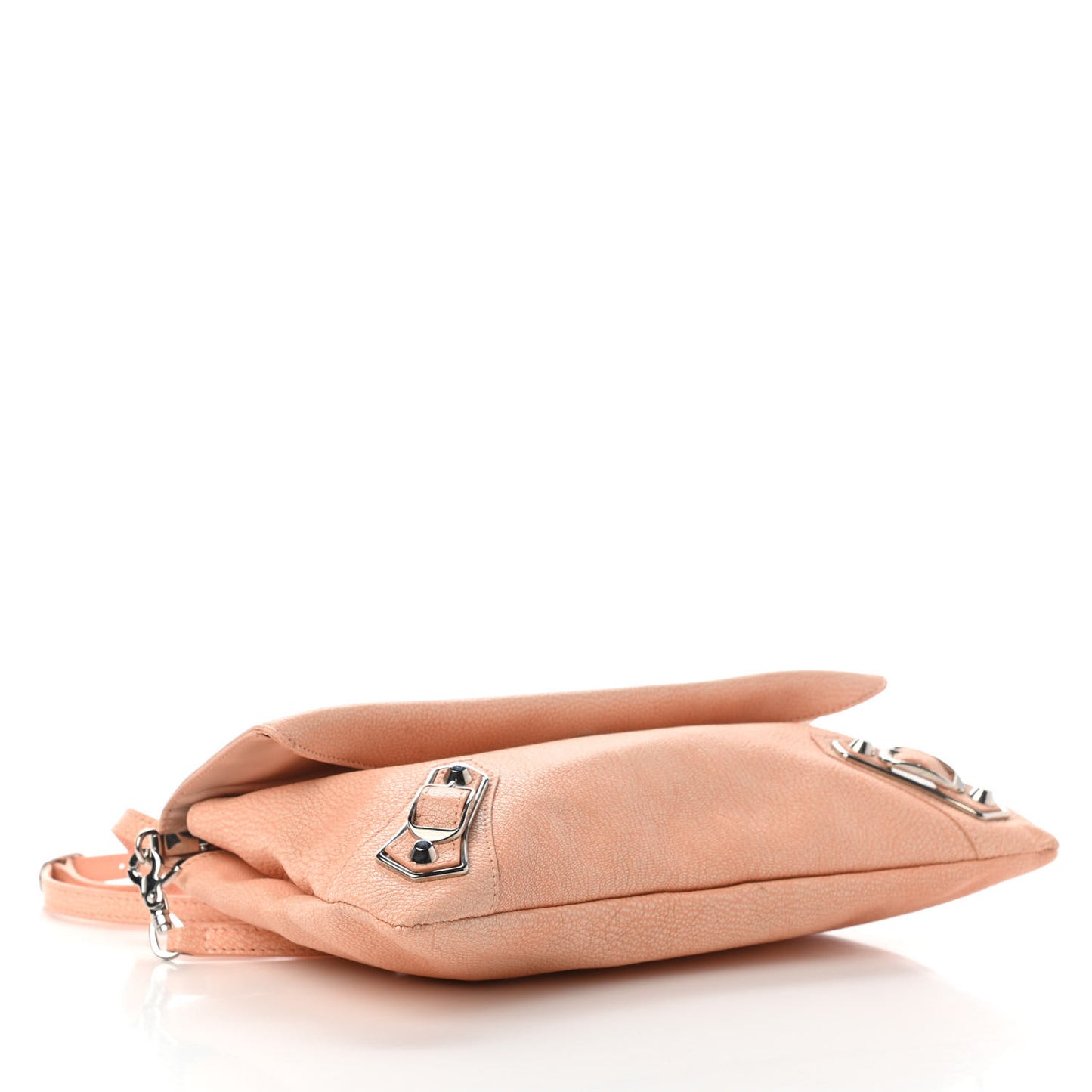 Chevre Silver Metallic Edge Hardware Envelope Clutch Rose Corail