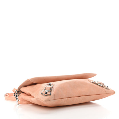 Balenciaga Chevre Silver Metallic Edge Hardware Envelope Clutch Rose Corail 4 of 9