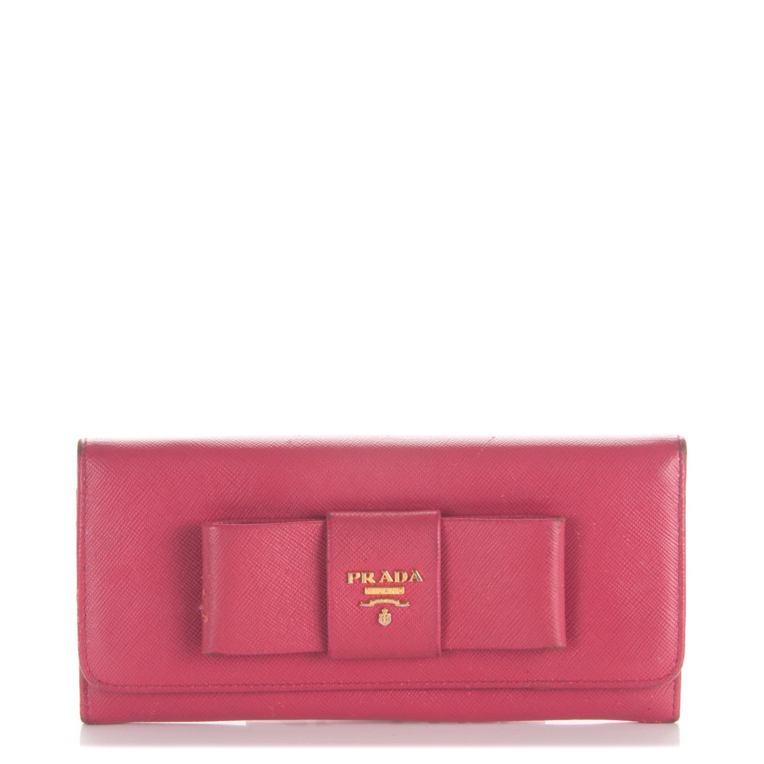 Prada Saffiano Bow Continental Wallet Peonia 1 of 8