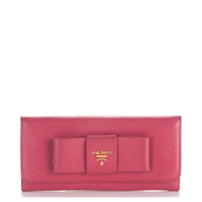 Prada Saffiano Bow Continental Wallet Peonia 1 of 8