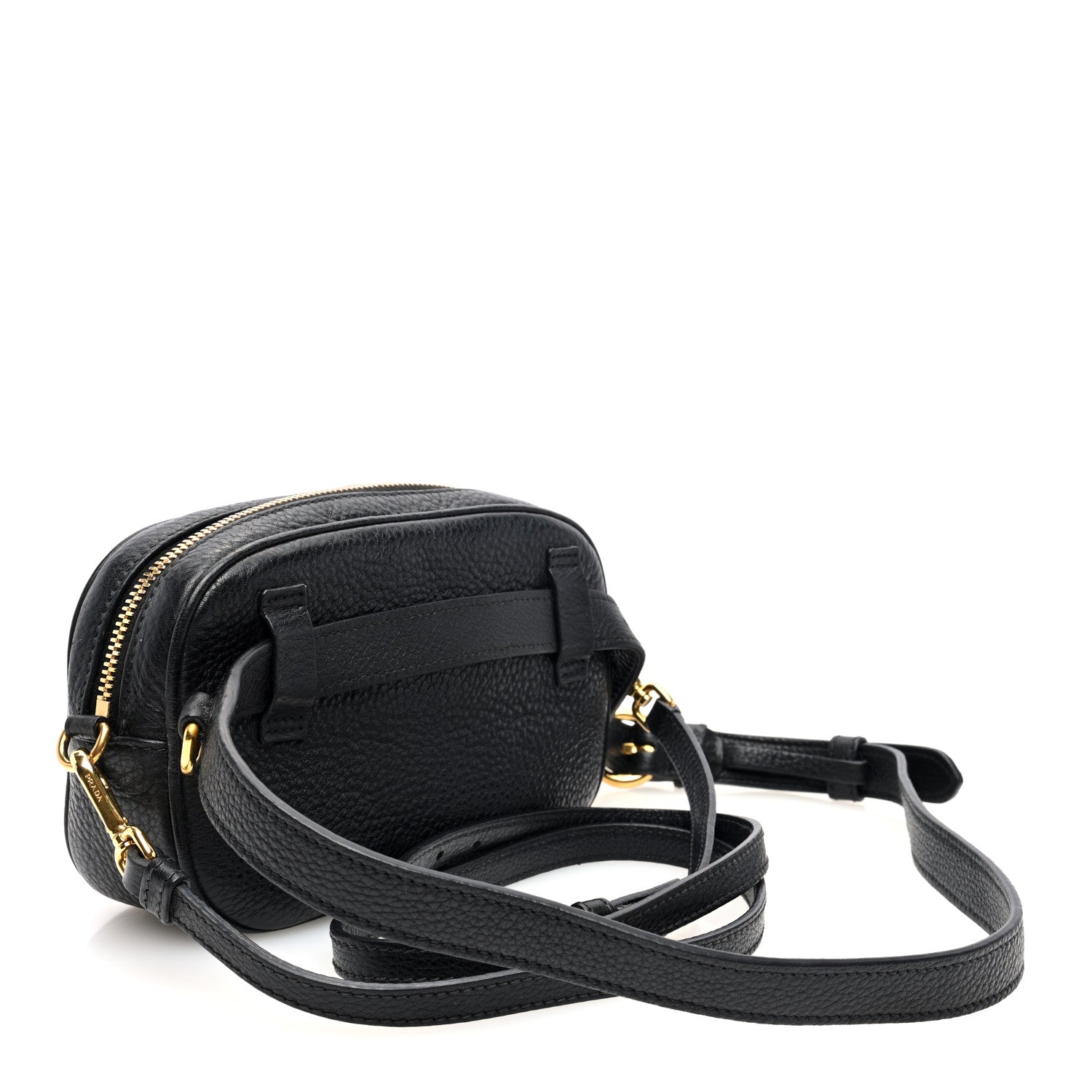 Prada Vitello Daino Logo Belt Bag Black 3 of 9