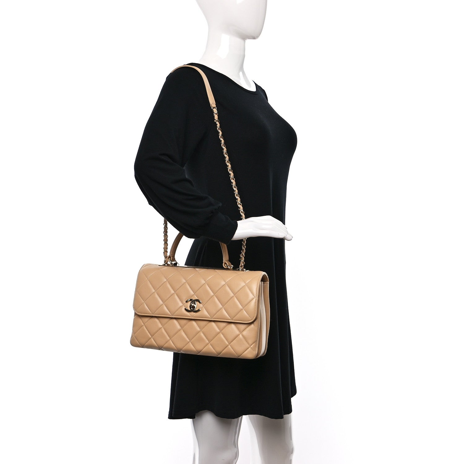 Chanel Lambskin Quilted Medium Trendy CC Flap Dual Handle Bag Beige 2 of 12