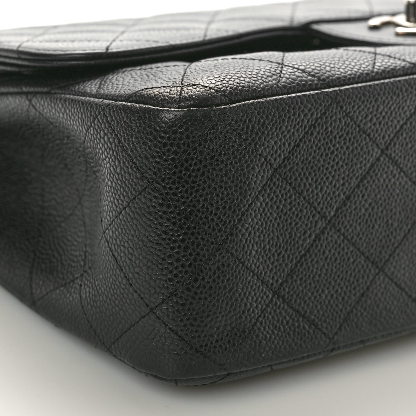 Caviar Quilted Jumbo Double Flap Black