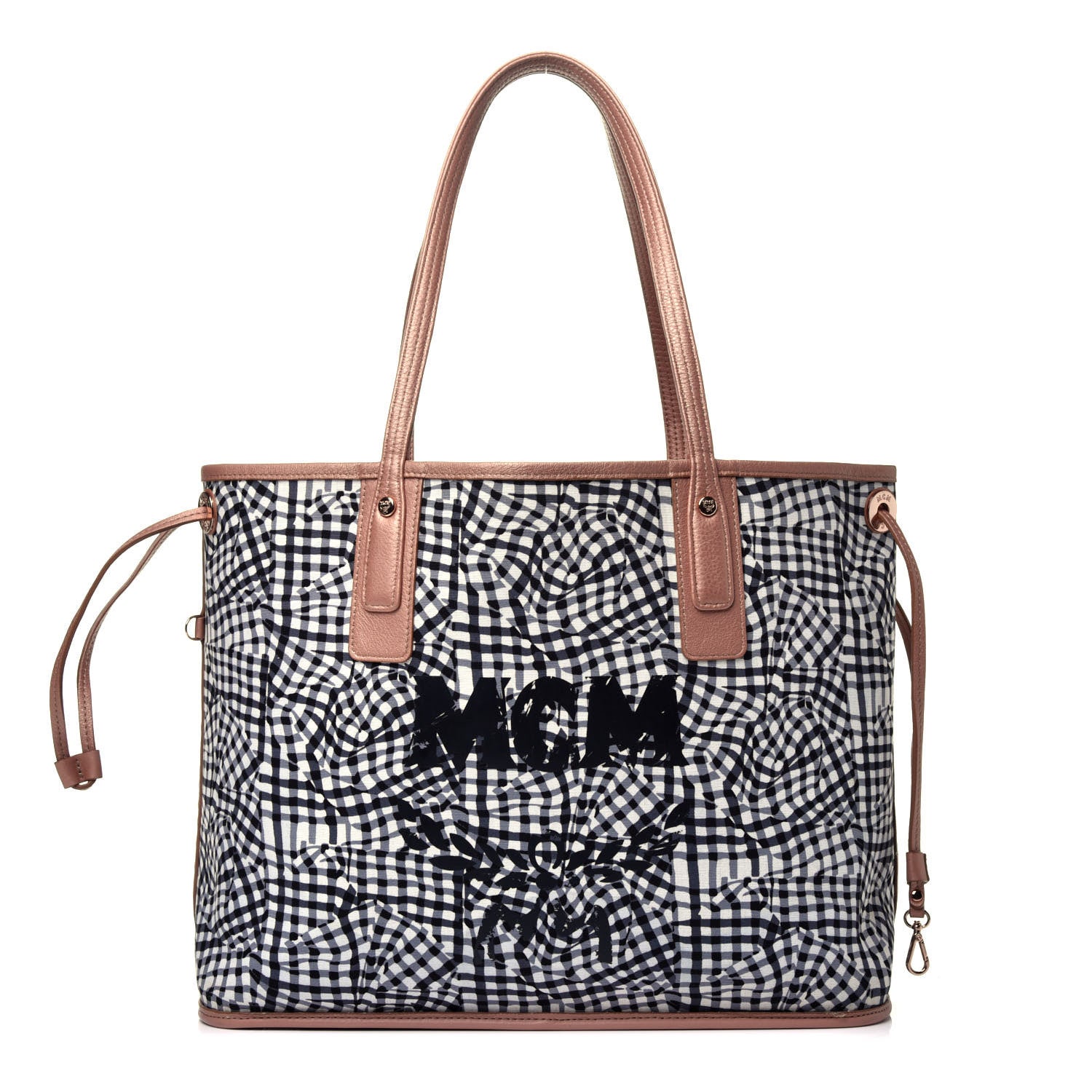 MCM Metallic Visetos Medium Liz Reversible Shopper Tote Champagne Gold 4 of 16
