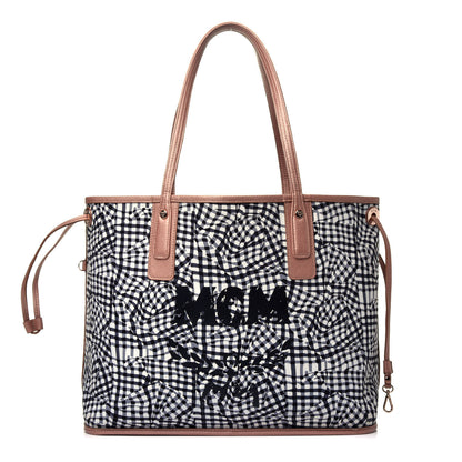 MCM Metallic Visetos Medium Liz Reversible Shopper Tote Champagne Gold 4 of 16