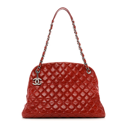 Chanel Glazed Calfskin Quilted Large Just Mademoiselle Bowling Bag Red 1 of 13