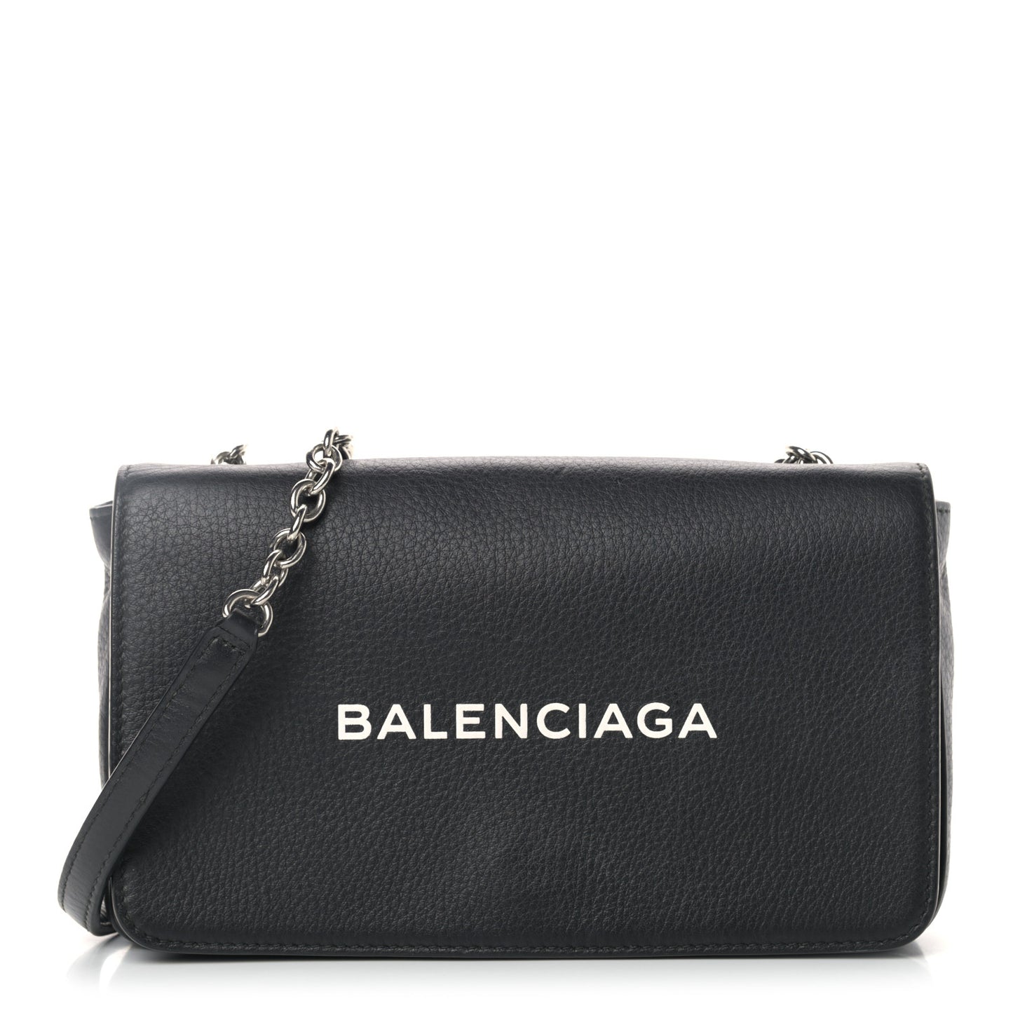 Pebbled Calfskin Everyday Chain Wallet Black