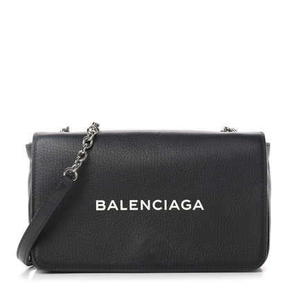 Balenciaga Pebbled Calfskin Everyday Chain Wallet Black 1 of 14