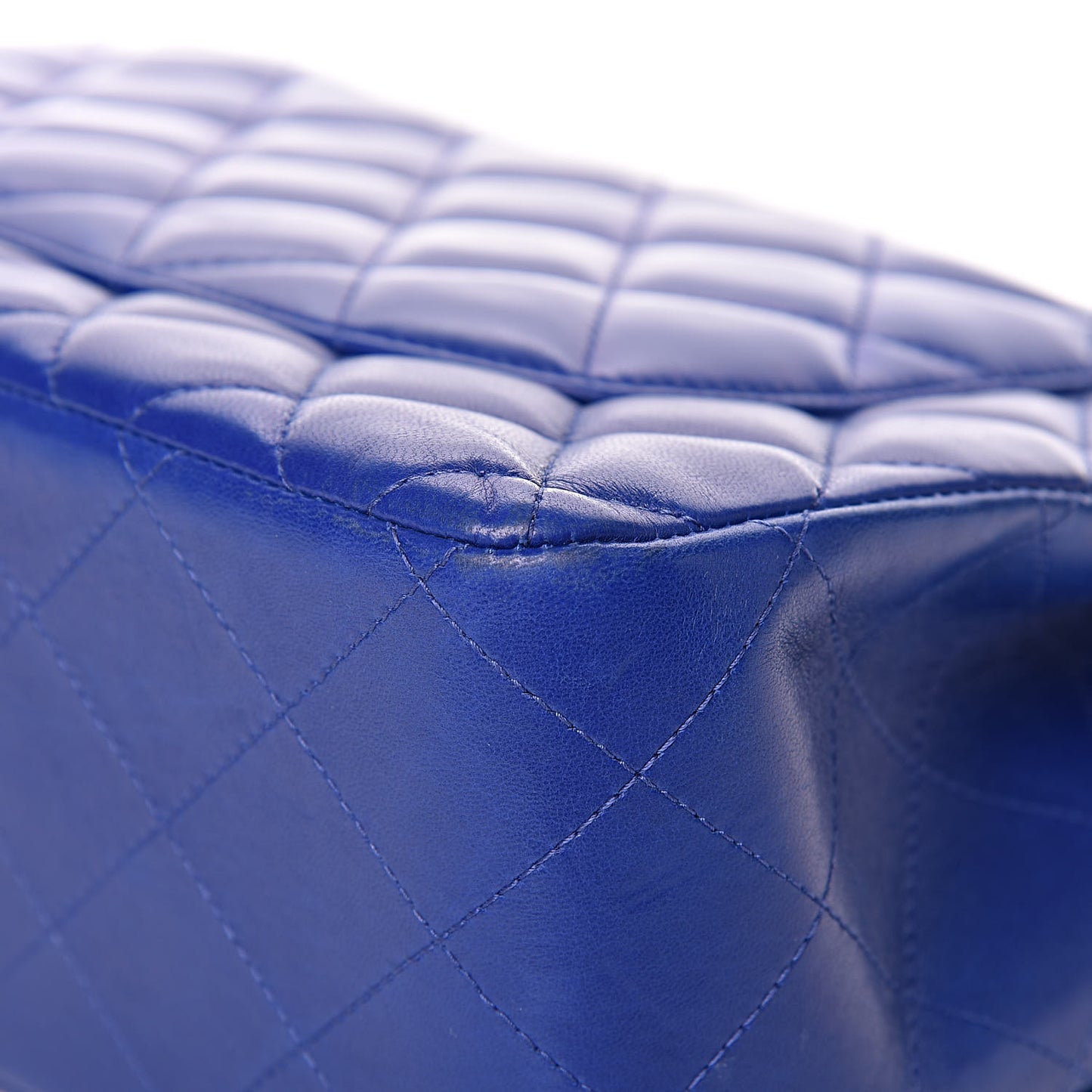 Lambskin Quilted Jumbo Double Flap Blue
