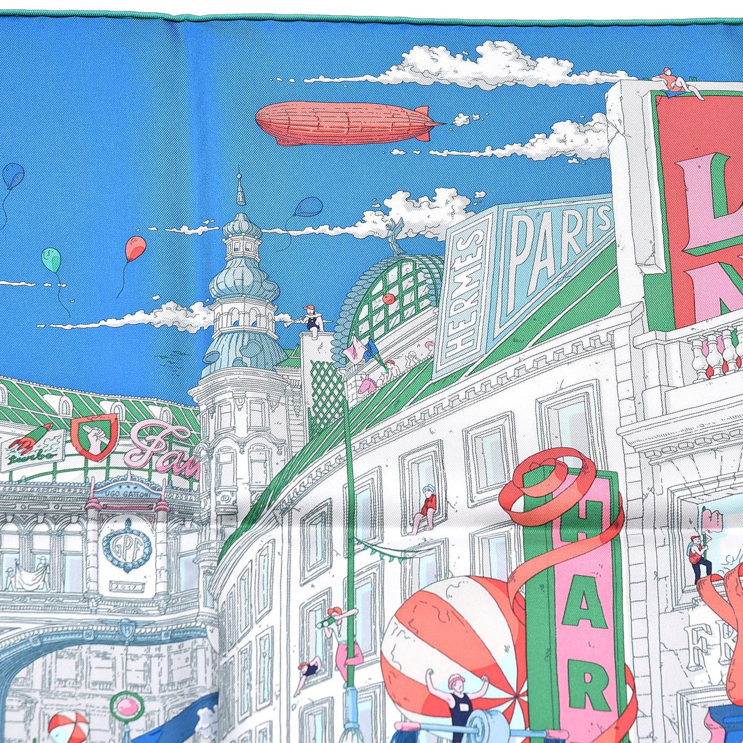 Silk Le Grand Prix du Faubourg Scarf 90 Bleu Rose Menthol