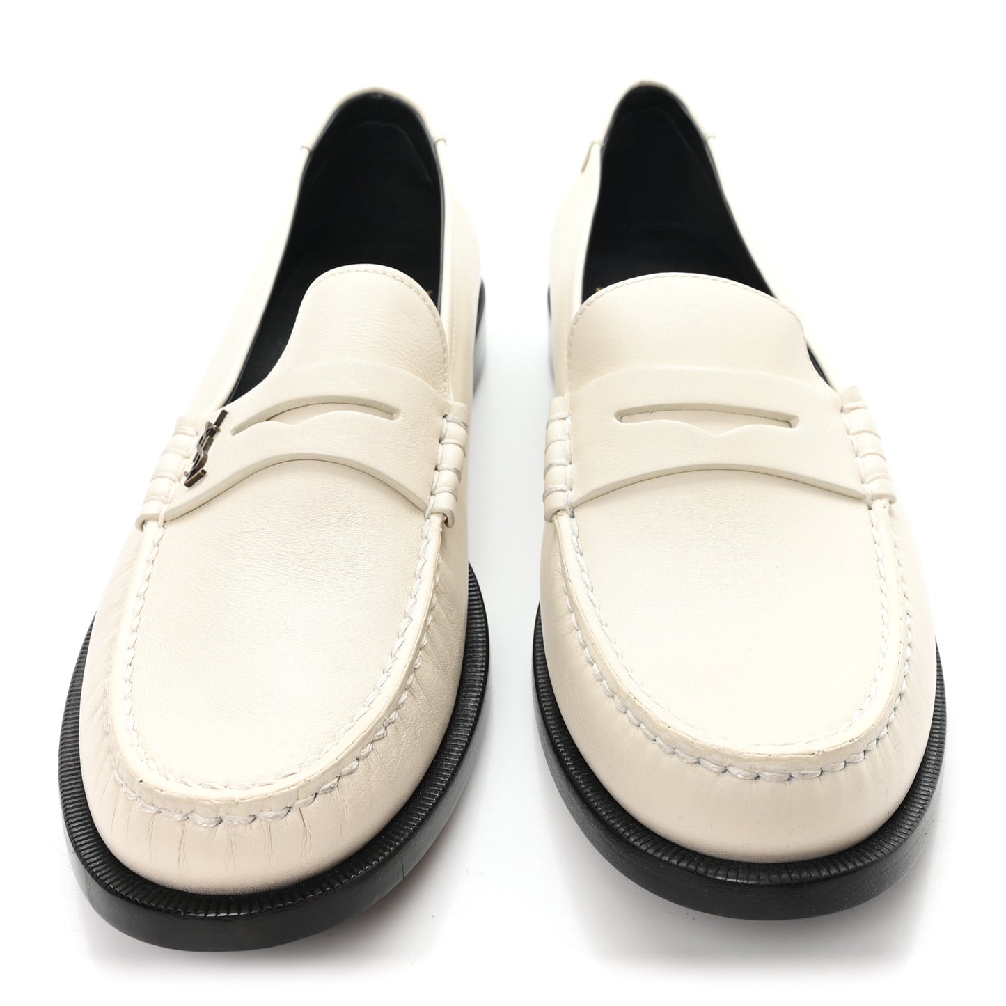 Calfskin Penny Loafers 41.5 Pearl