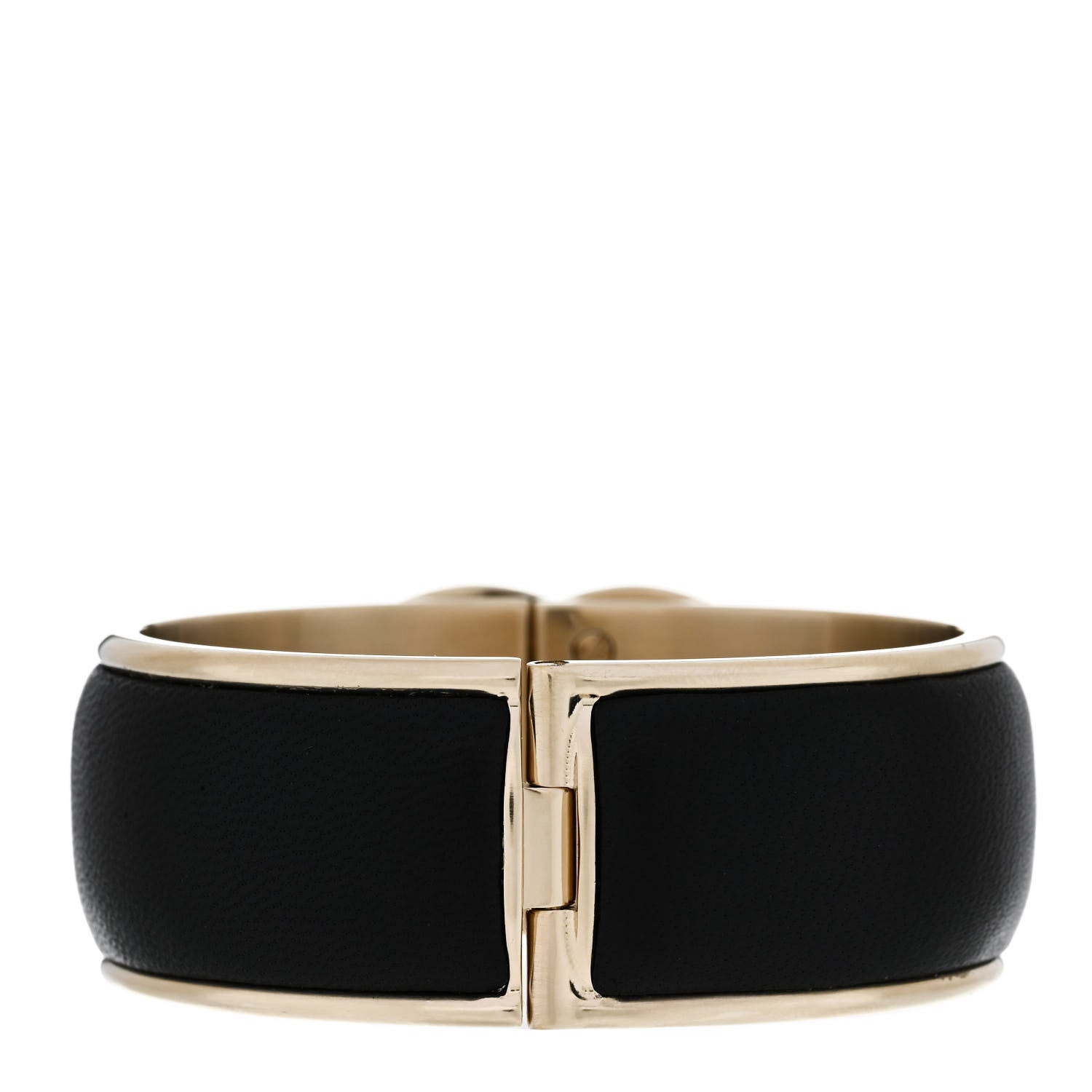 Chanel Lambskin CC Turnlock Cuff Bracelet Black Gold 3 of 5