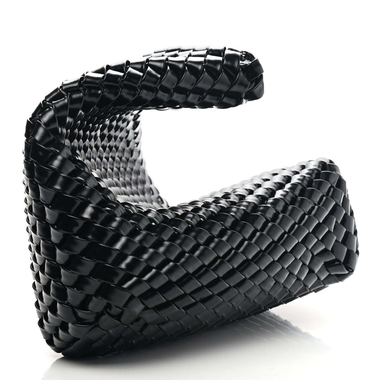 Calfskin Intrecciato Structure Clutch Black