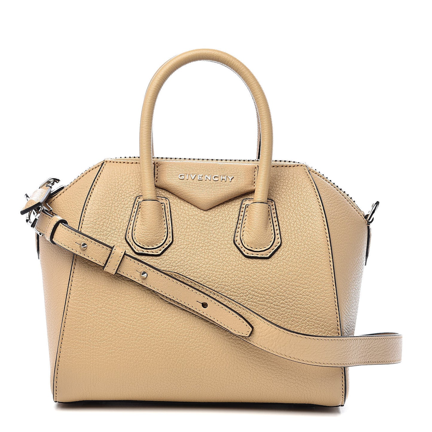 Sugar Goatskin Mini Antigona Beige Camel