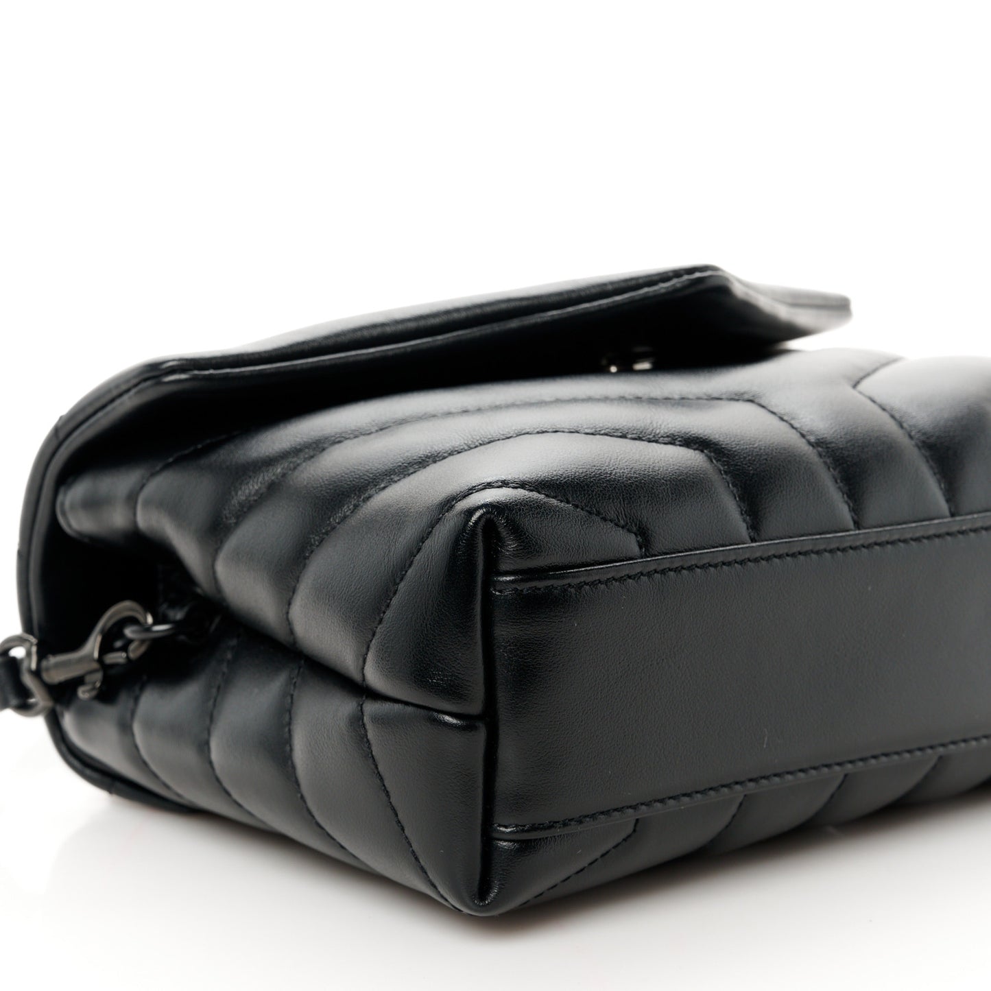 Calfskin Y Quilted Monogram Monochrome Toy Loulou Crossbody Bag Black