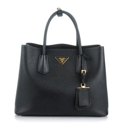 Prada Saffiano Cuir Small Double Bag Nero Black 1 of 18