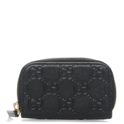 Gucci Guccissima Zip Around Coin Purse Wallet Black 1 of 8