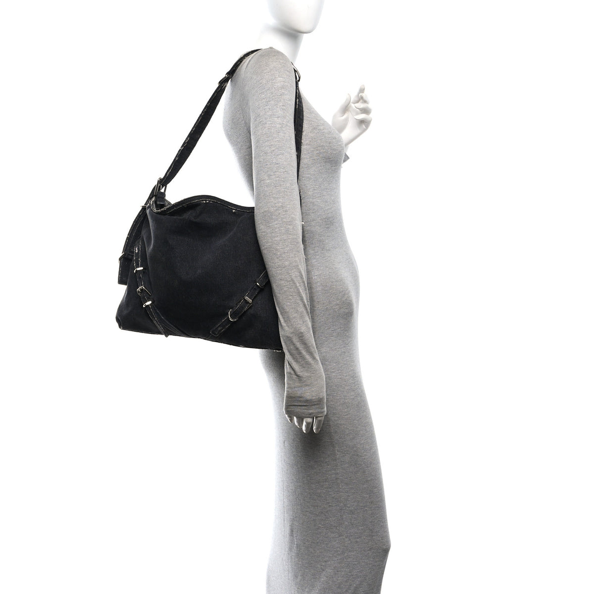Givenchy Distressed Denim Medium Voyou Bag Black 2 of 10