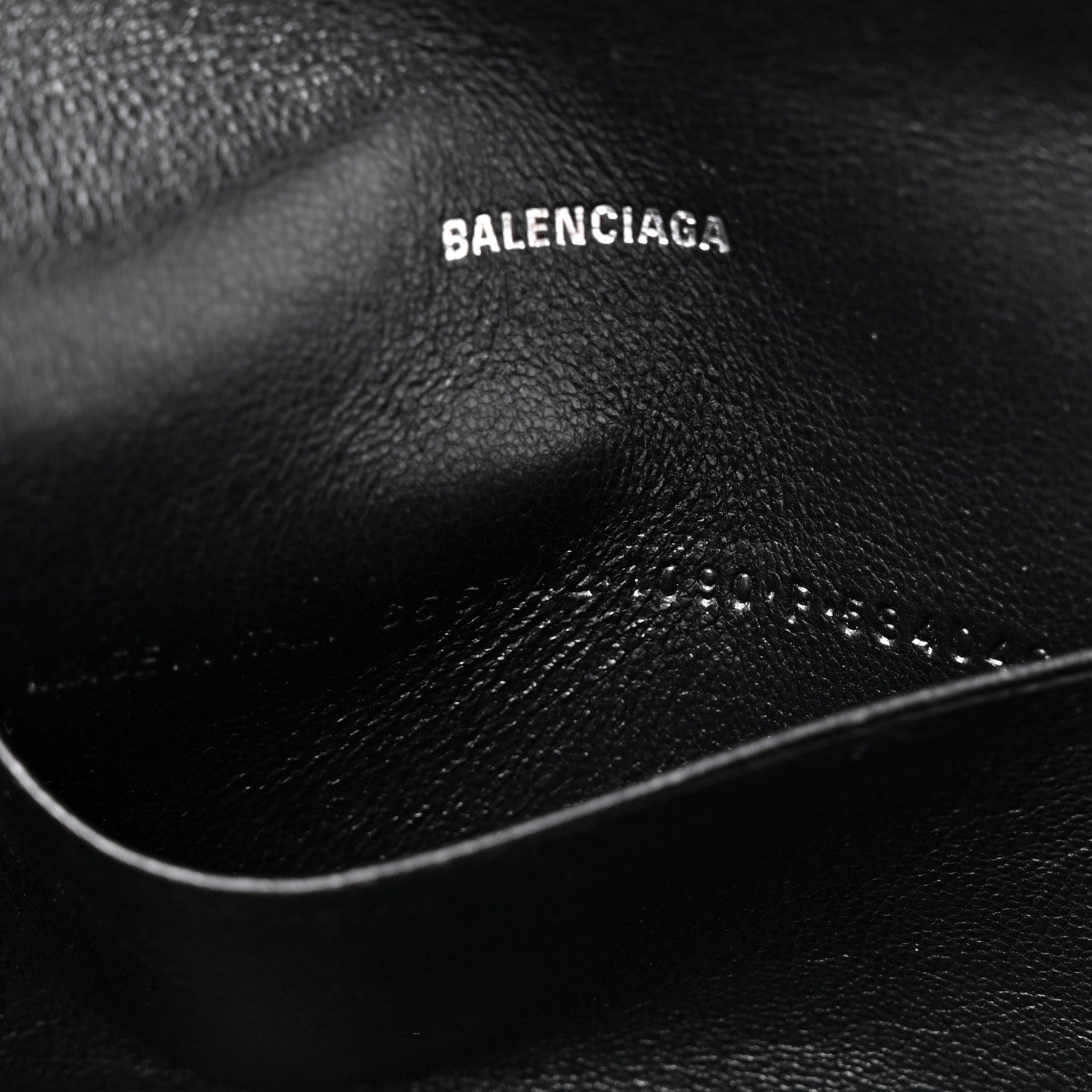 Balenciaga Grained Calfskin Logo Cash Phone Holder Wallet On Chain Black White 8 of 12