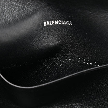 Balenciaga Grained Calfskin Logo Cash Phone Holder Wallet On Chain Black White 8 of 12