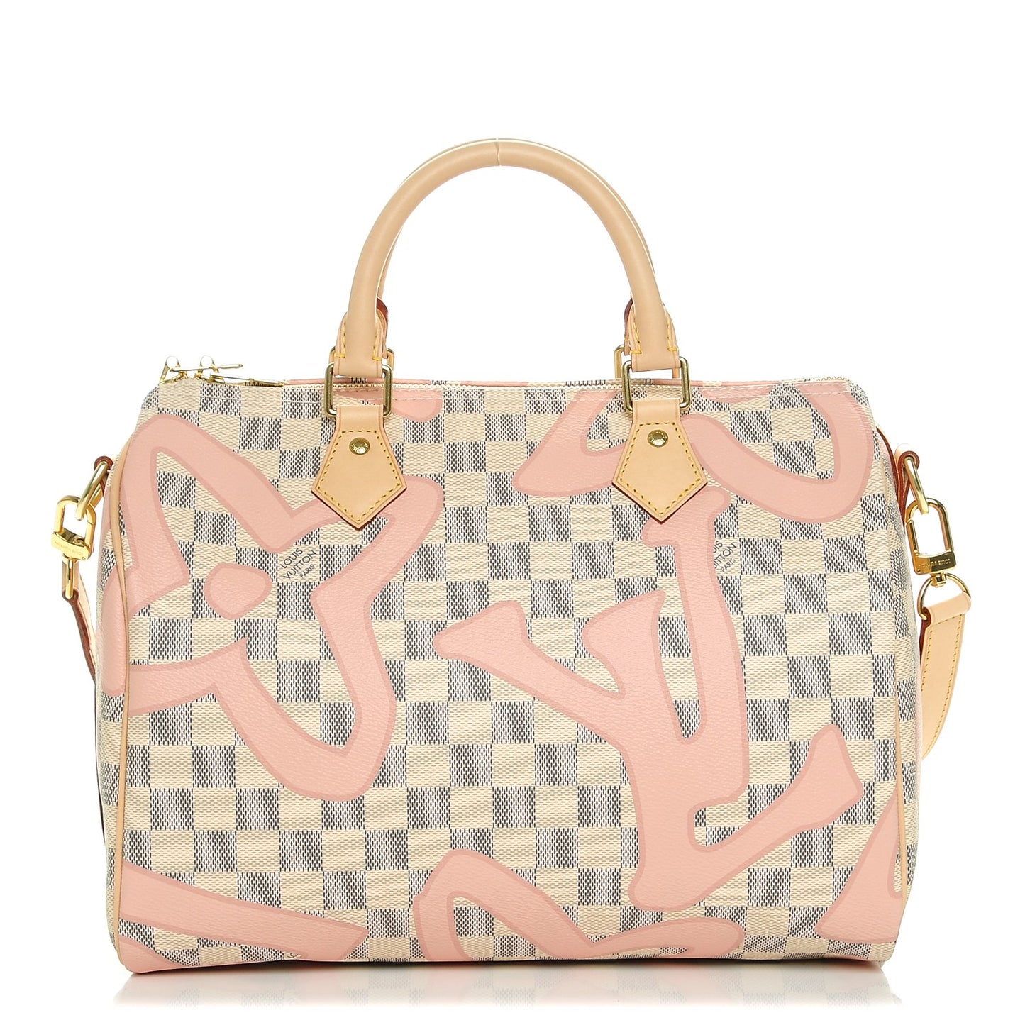 Damier Azur Tahitienne Speedy Bandouliere 30 Rose Ballerine