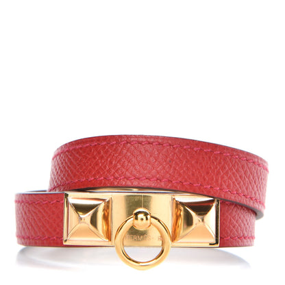 Hermes Epsom Rivale Double Tour Bracelet S Rouge Casaque 1 of 8