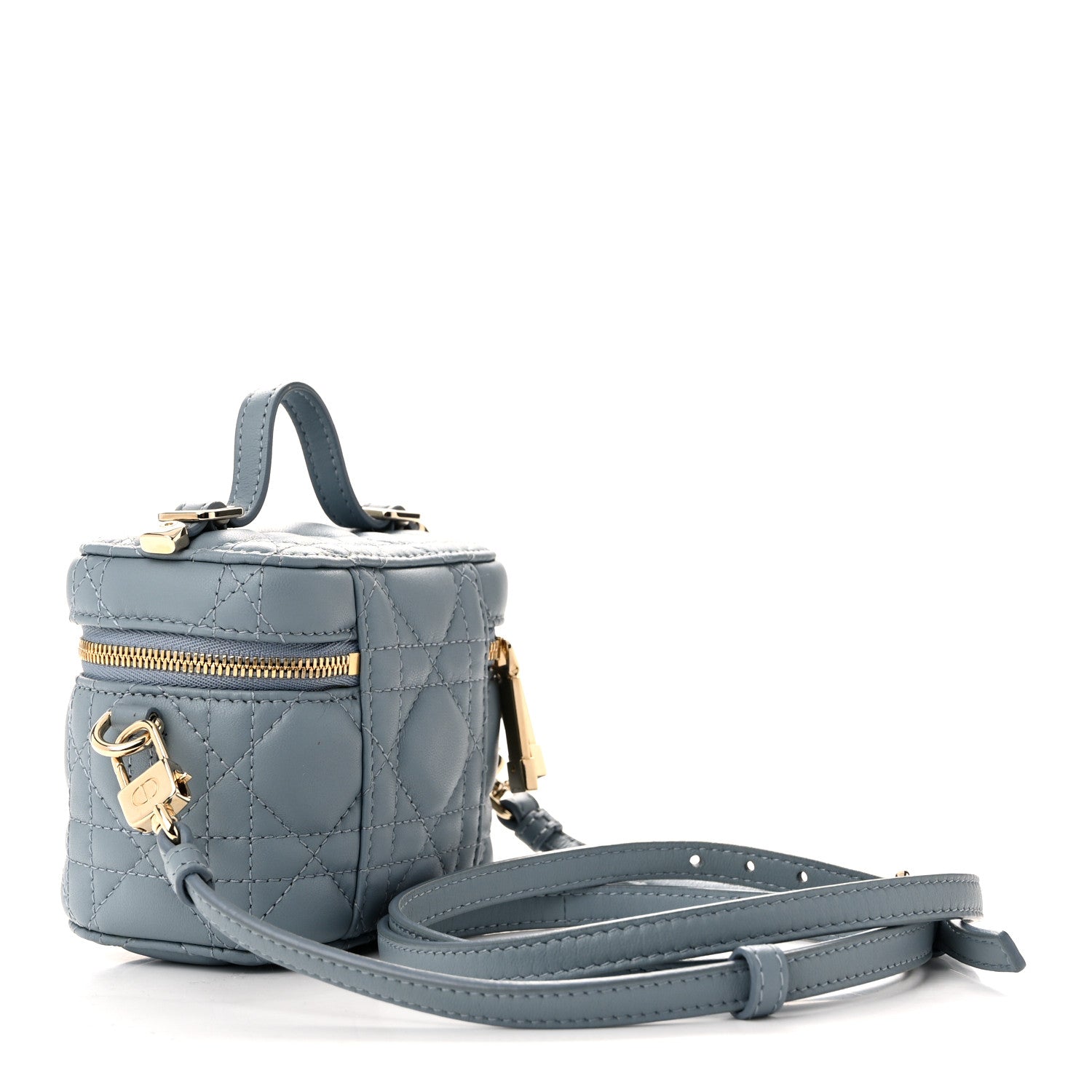 Christian Dior Lambskin Cannage Micro Lady Dior Vanity Case Cloud Blue 3 of 10