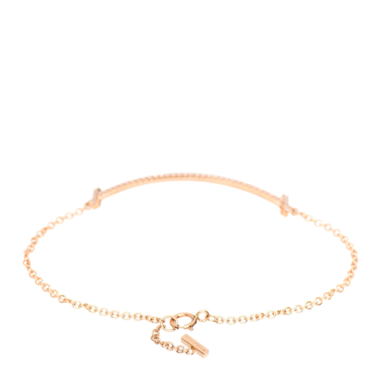 Tiffany 18K Rose Gold Diamond T Smile Bracelet 3 of 5