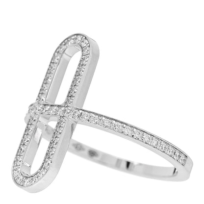 Hermes 18K White Gold Diamond Ever Chaine d'Ancre Ring 53 6.25 3 of 7