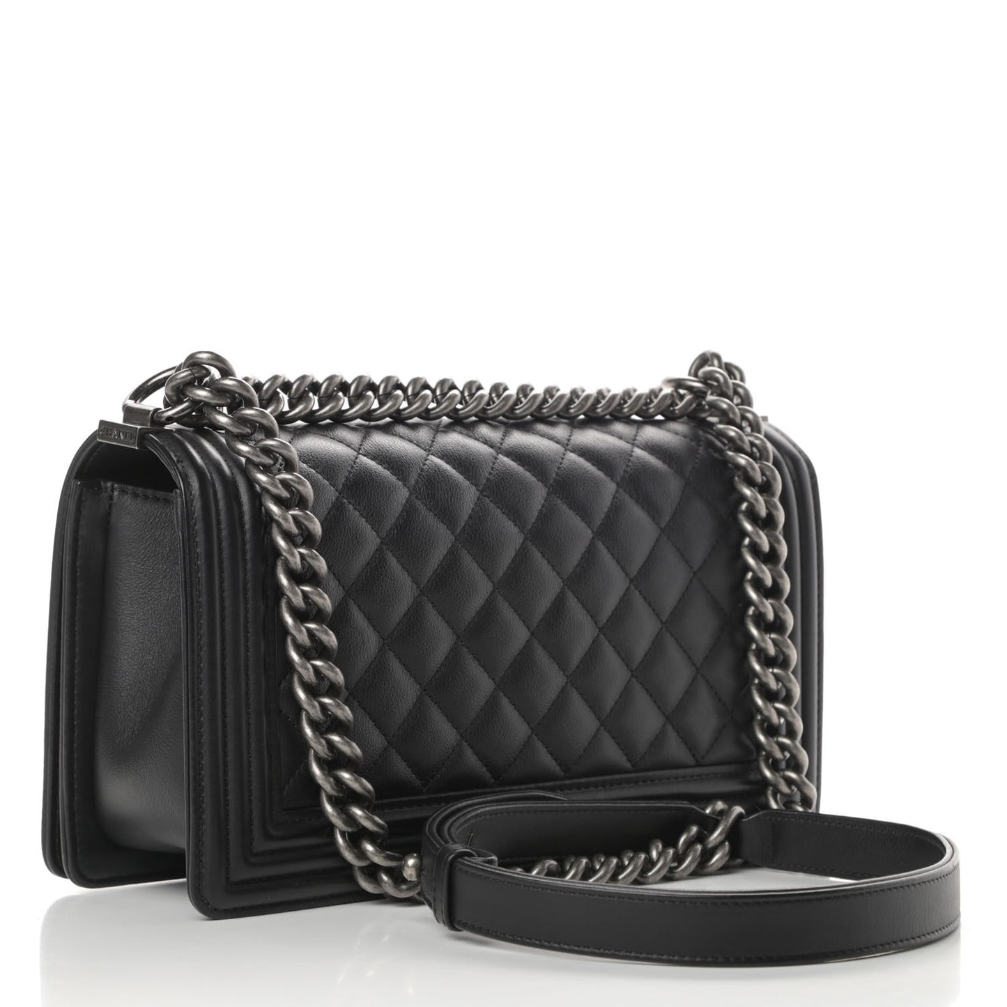 Calfskin Quilted Medium Boy Flap Black
