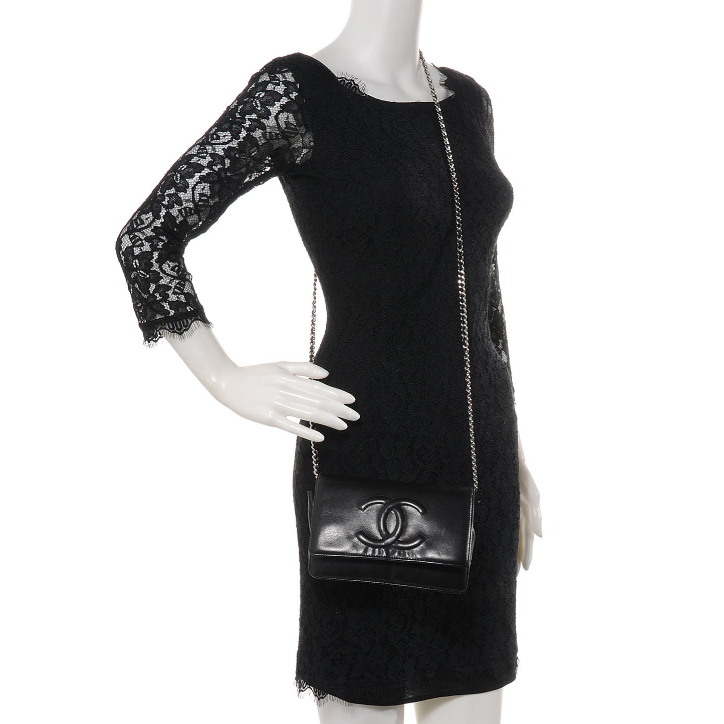 Lambskin Timeless CC Wallet On Chain WOC Black