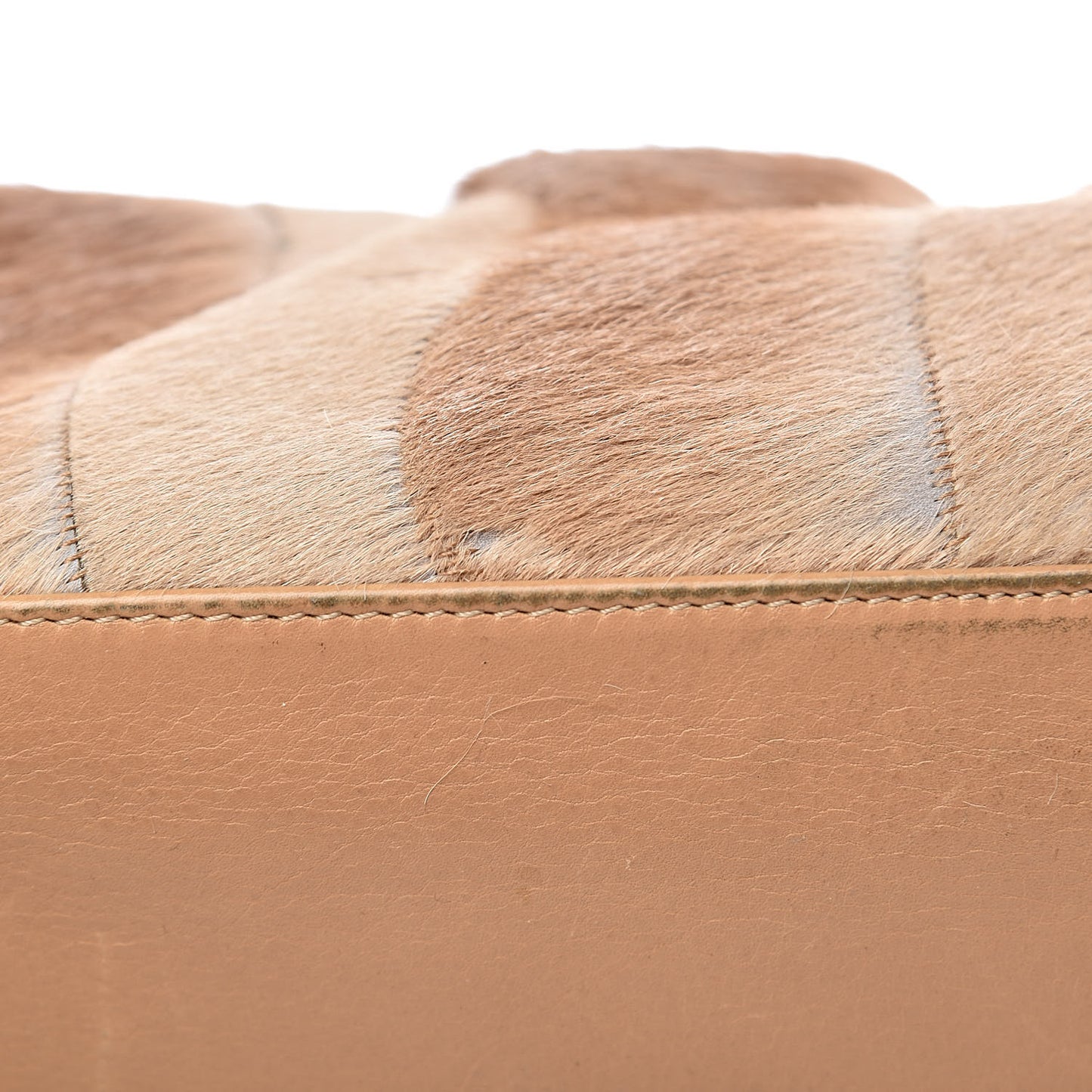 Lambskin Pony Hair Shoulder Bag Beige