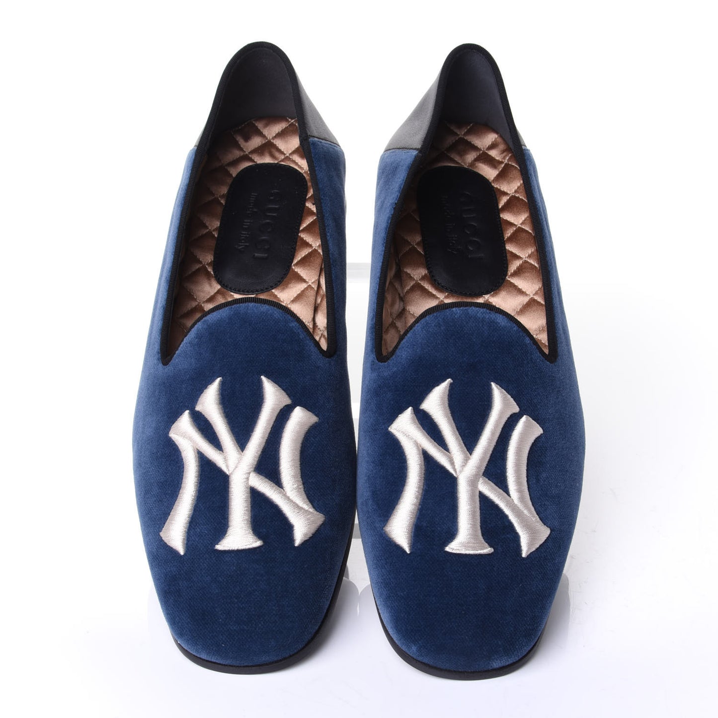 X MLB Velvet NY Yankees Embroidered Mens Loafers 8 Zaffre Black