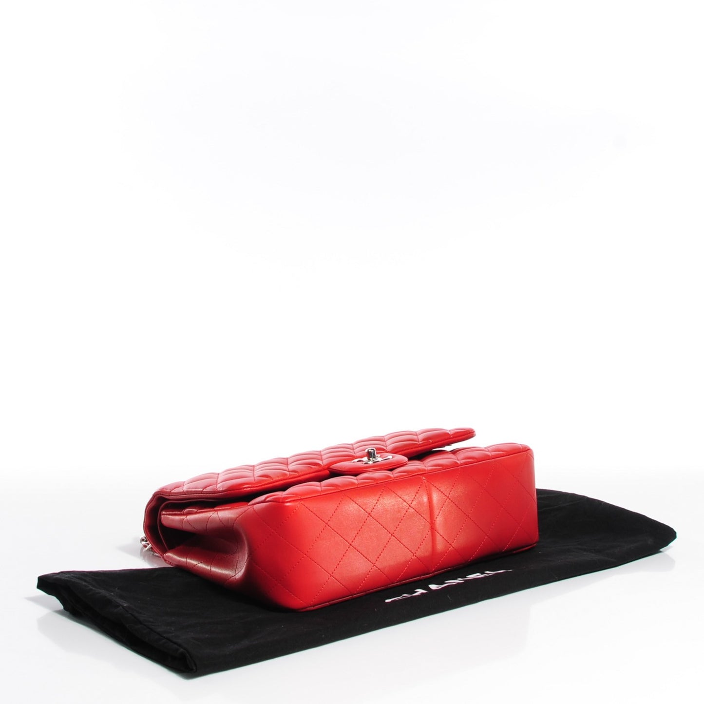 Lambskin Quilted Jumbo Double Flap Red