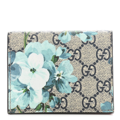 Gucci GG Supreme Monogram Blooms Card Case Beige Blue Navy Hibiscus Red 1 of 8