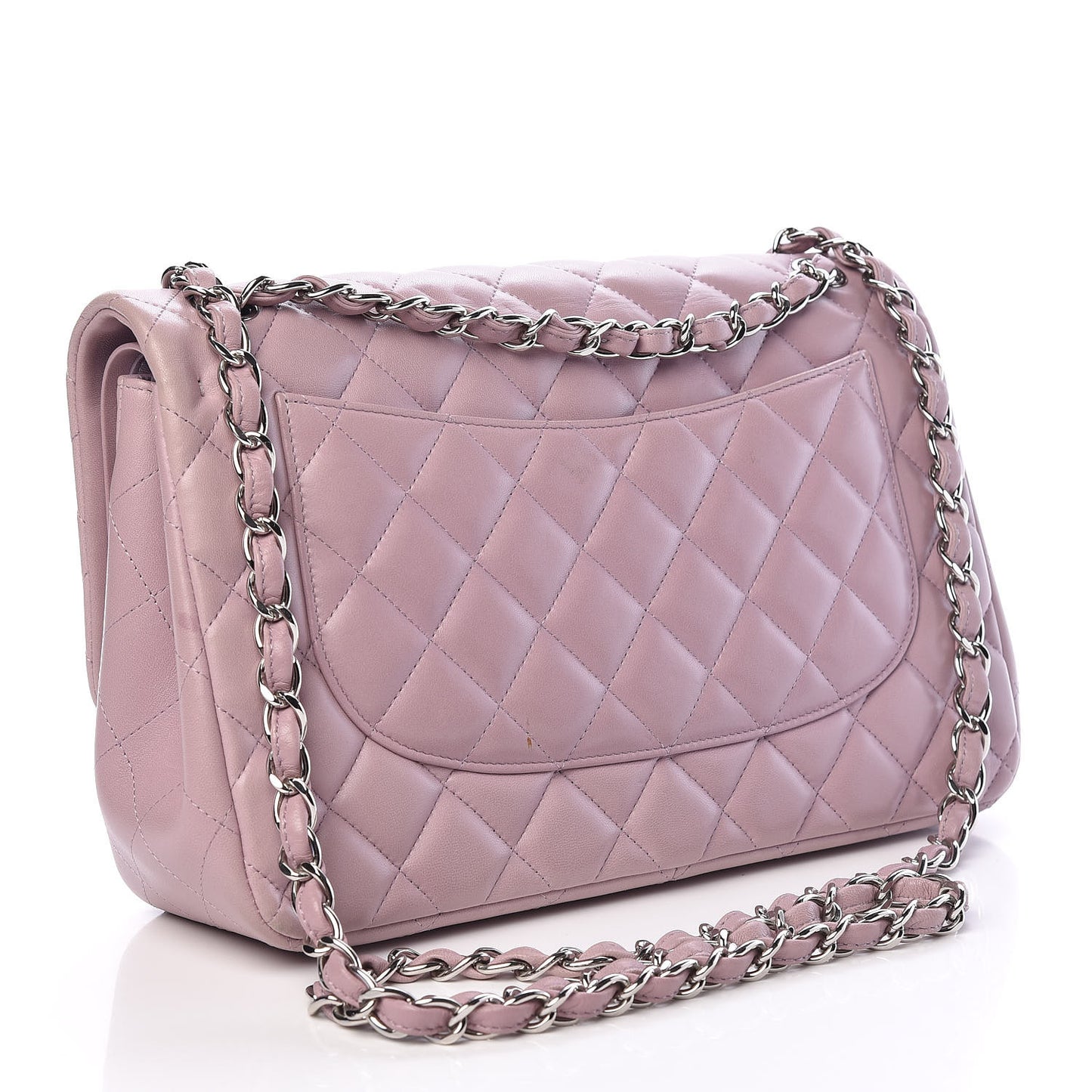 Lambskin Quilted Jumbo Double Flap Light Purple