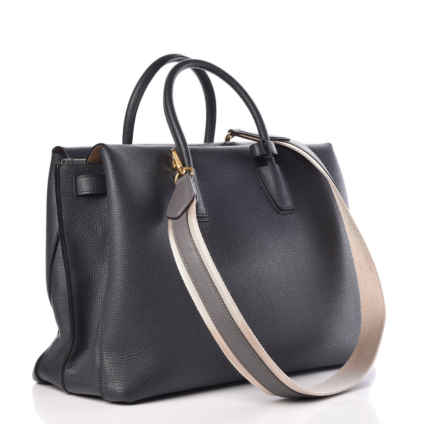 Grained Calfskin Large Milla Tote Phantom Grey