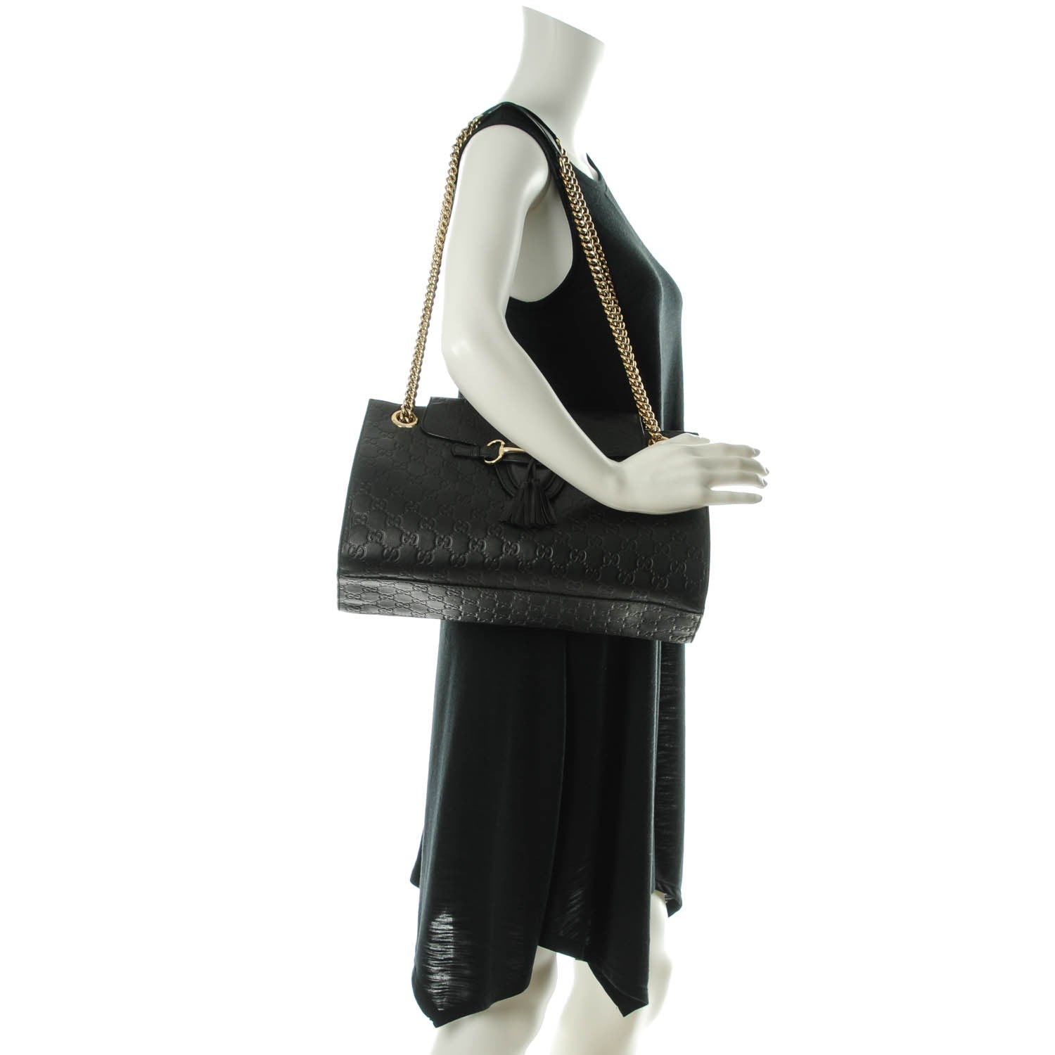Gucci Guccissima Large Emily Chain Shoulder Bag Black 2 of 7