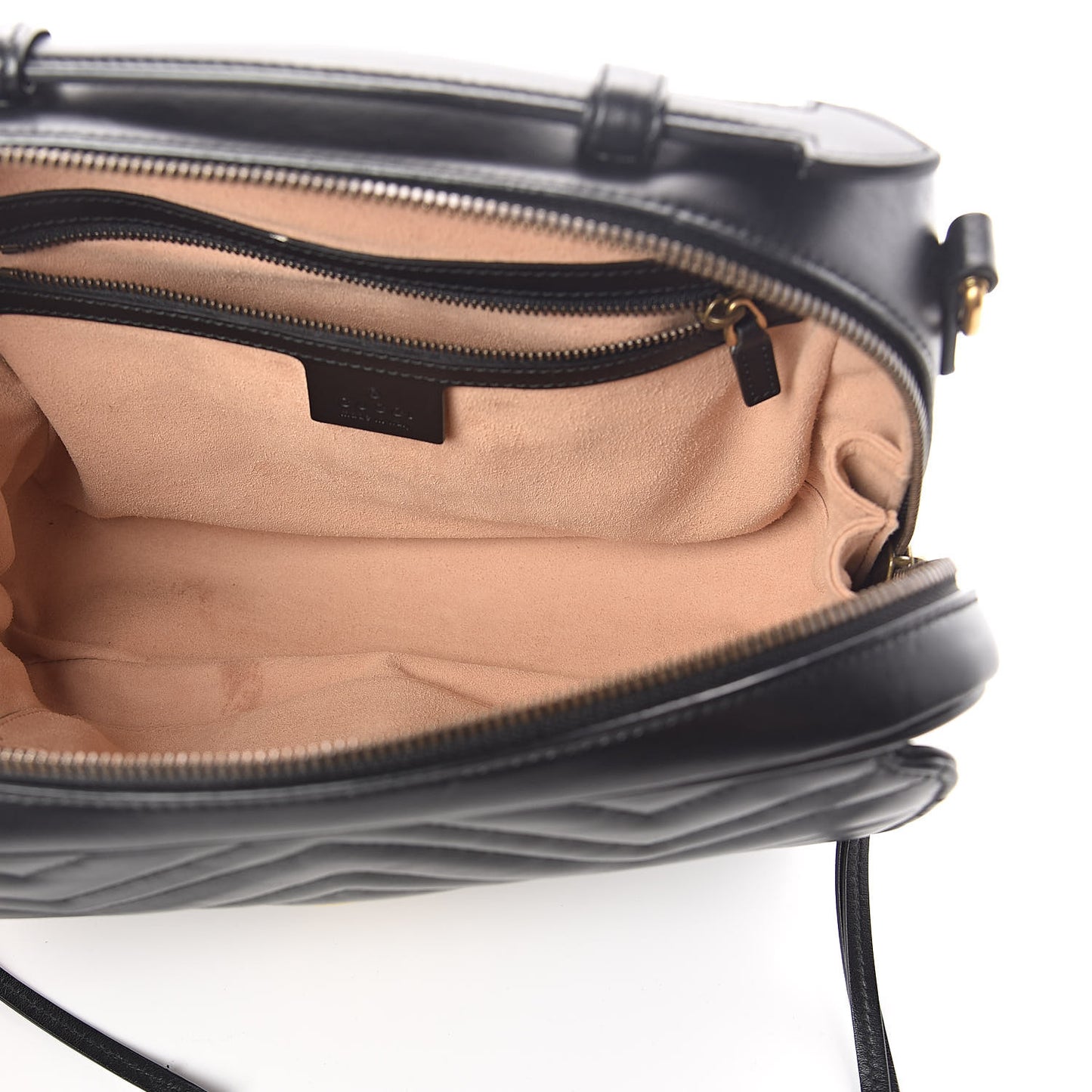 Calfskin Matelasse Sylvie Web Small GG Marmont Top Handle Shoulder Bag Black