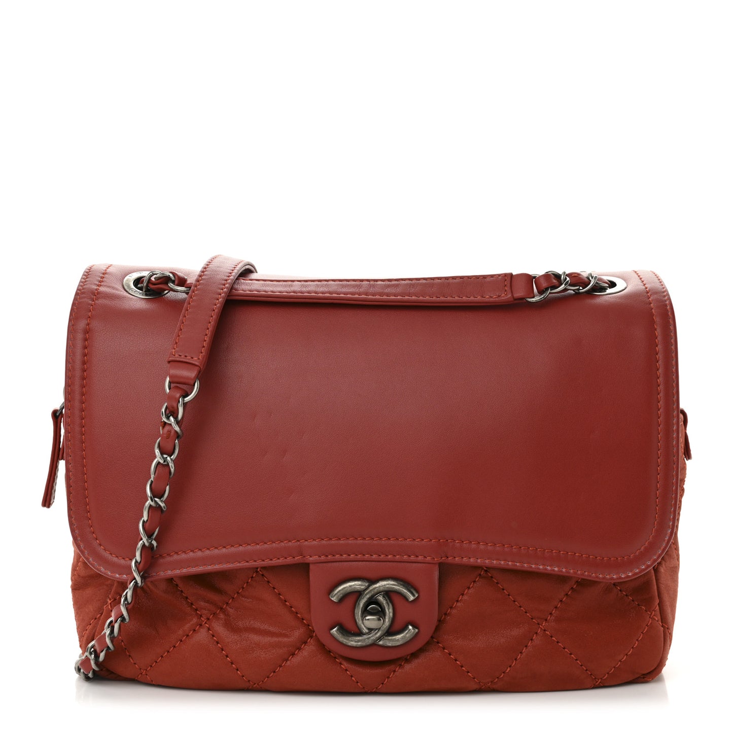 Iridescent Calfskin Medium In the Mix Flap Red
